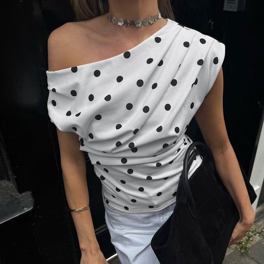 Top asymétrique polka Élégance rétro revisitée