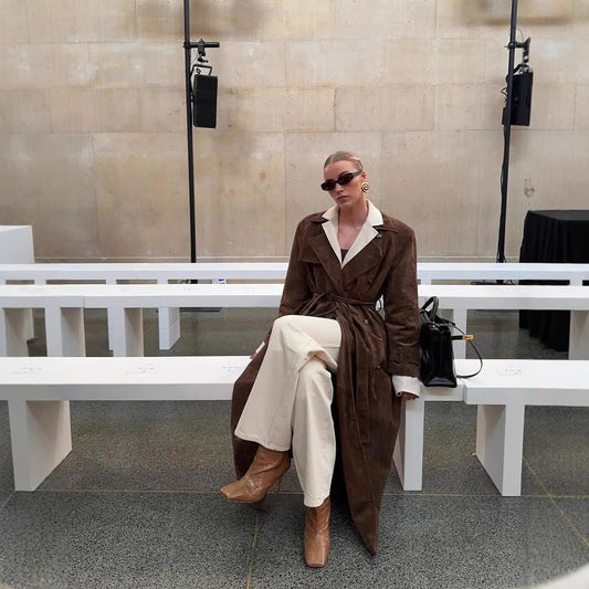 Trench-Coat Long Femme – Style Européen & Américain Chic